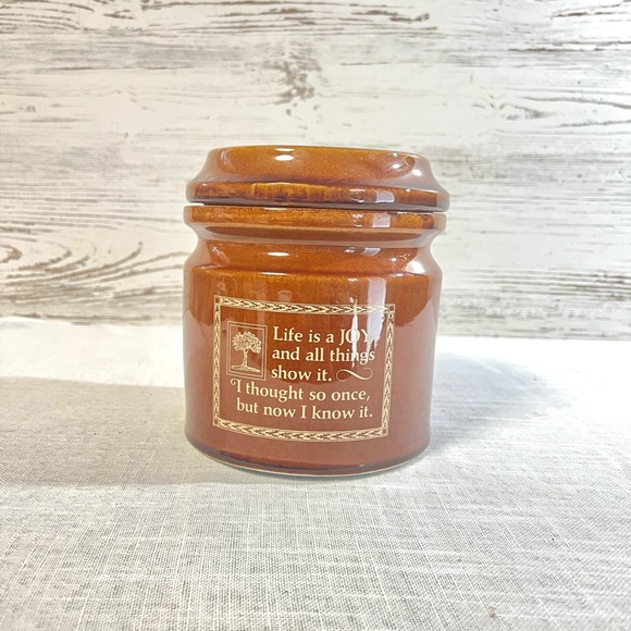 Aramis brown lidded crock jar storage decor gift - Picture 1 of 5